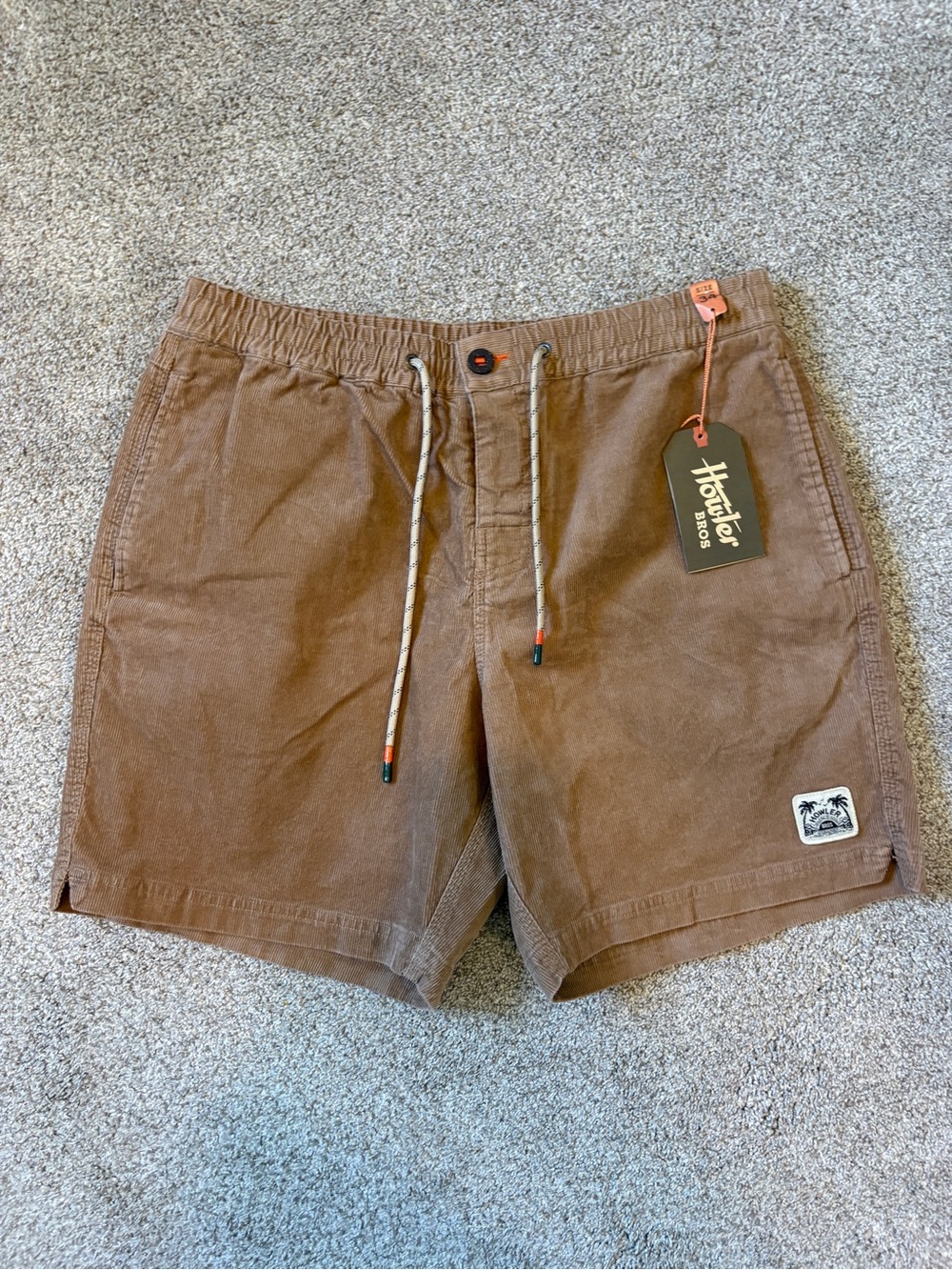 Howler Brothers Men's Flat Front corduroy Shorts in Brown {Best fit 34/34.5 w}